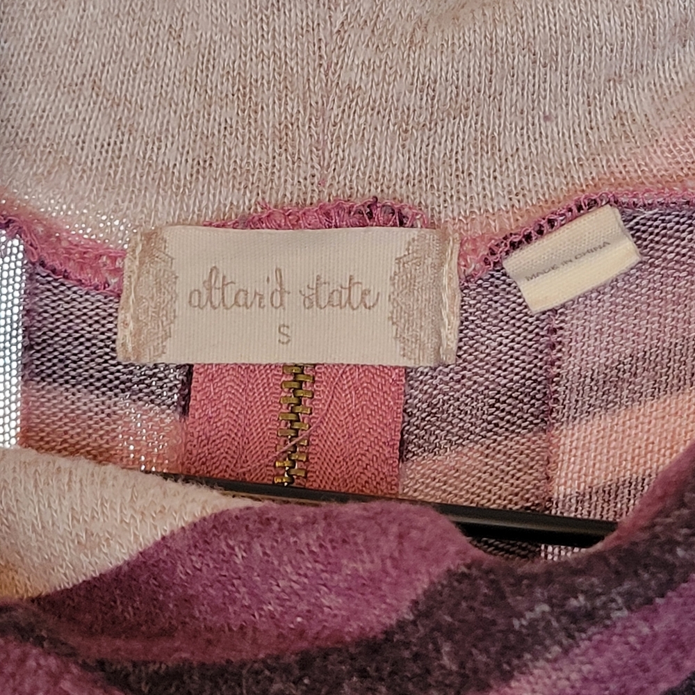 Altar'd State Oversized Cowl Neck Knit‎ Zip Back Striped Top, Size Womens S - Picture 6 of 7